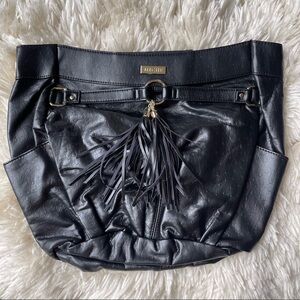 New MICHE Adrian Fringe Tassel Shell Clutch Bag Black NWT